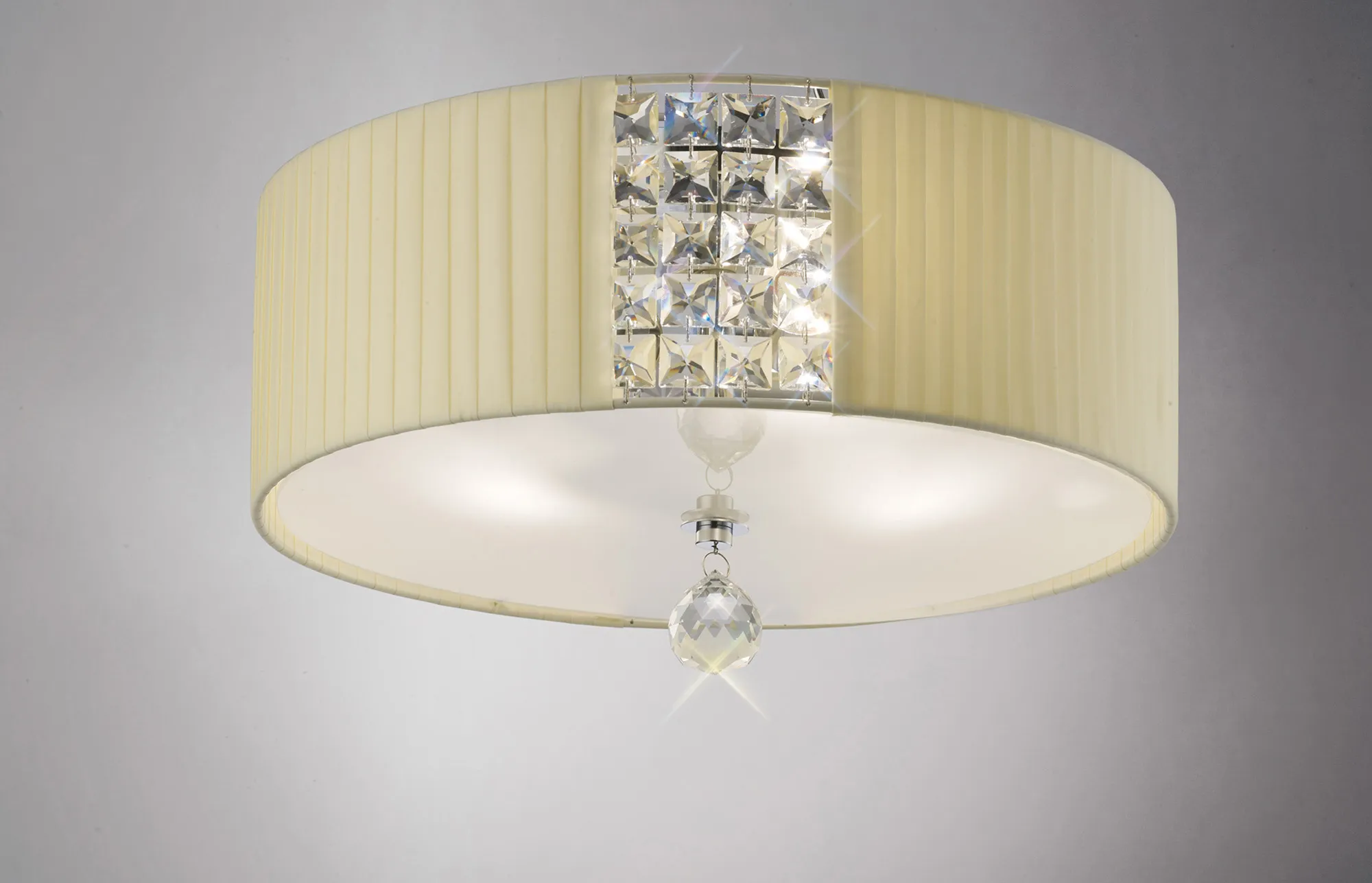 Evelyn Polished Chrome-Cream Crystal Ceiling Lights Diyas Flush Crystal Fittings Evelyn Polished Chrome-Cream Crystal Ceiling Lights Diyas Flush Crystal Fittings